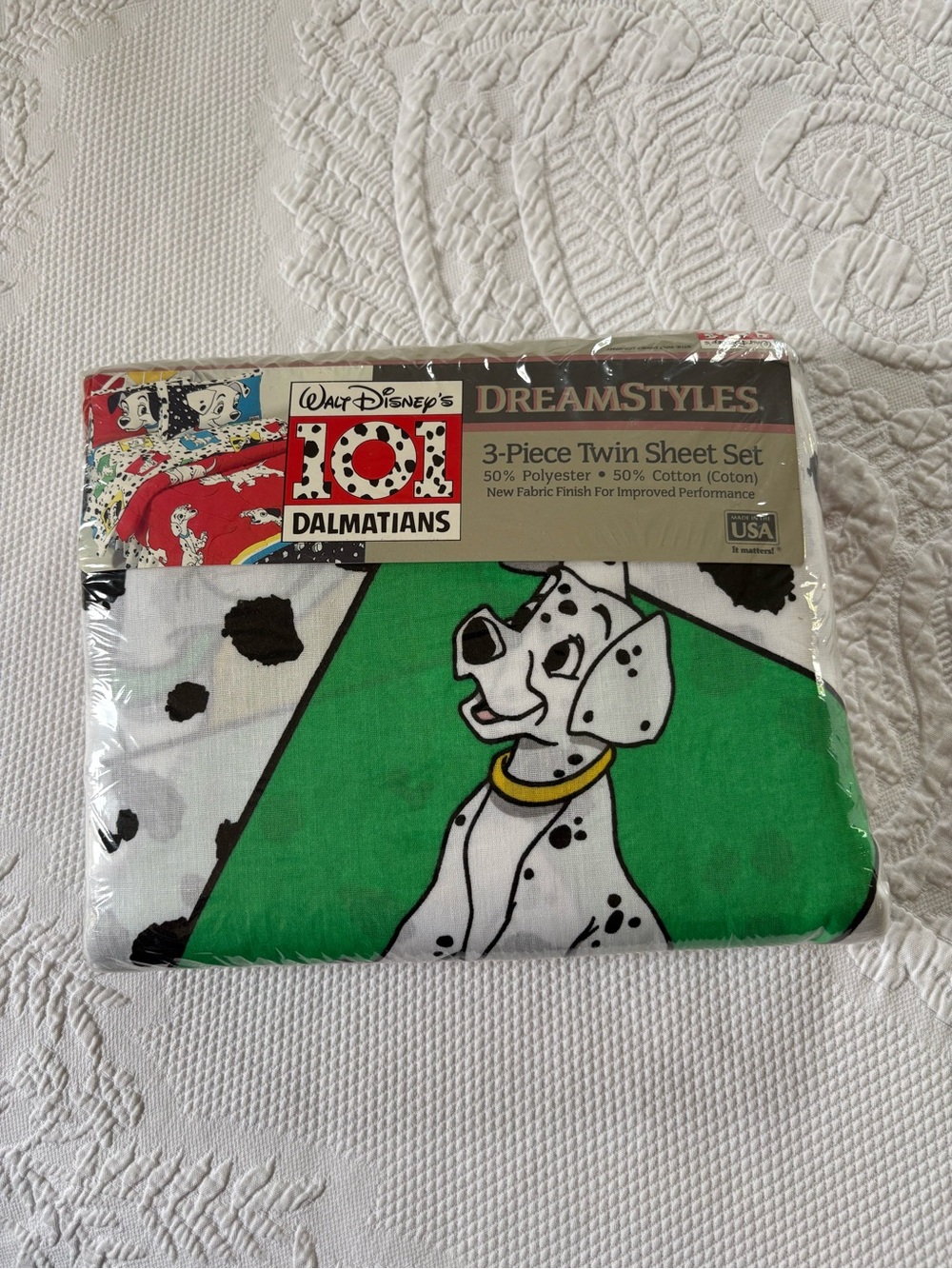 Vintage 90s NOS Disney 101 Dalmatians twin sheet set 3 piece new in package